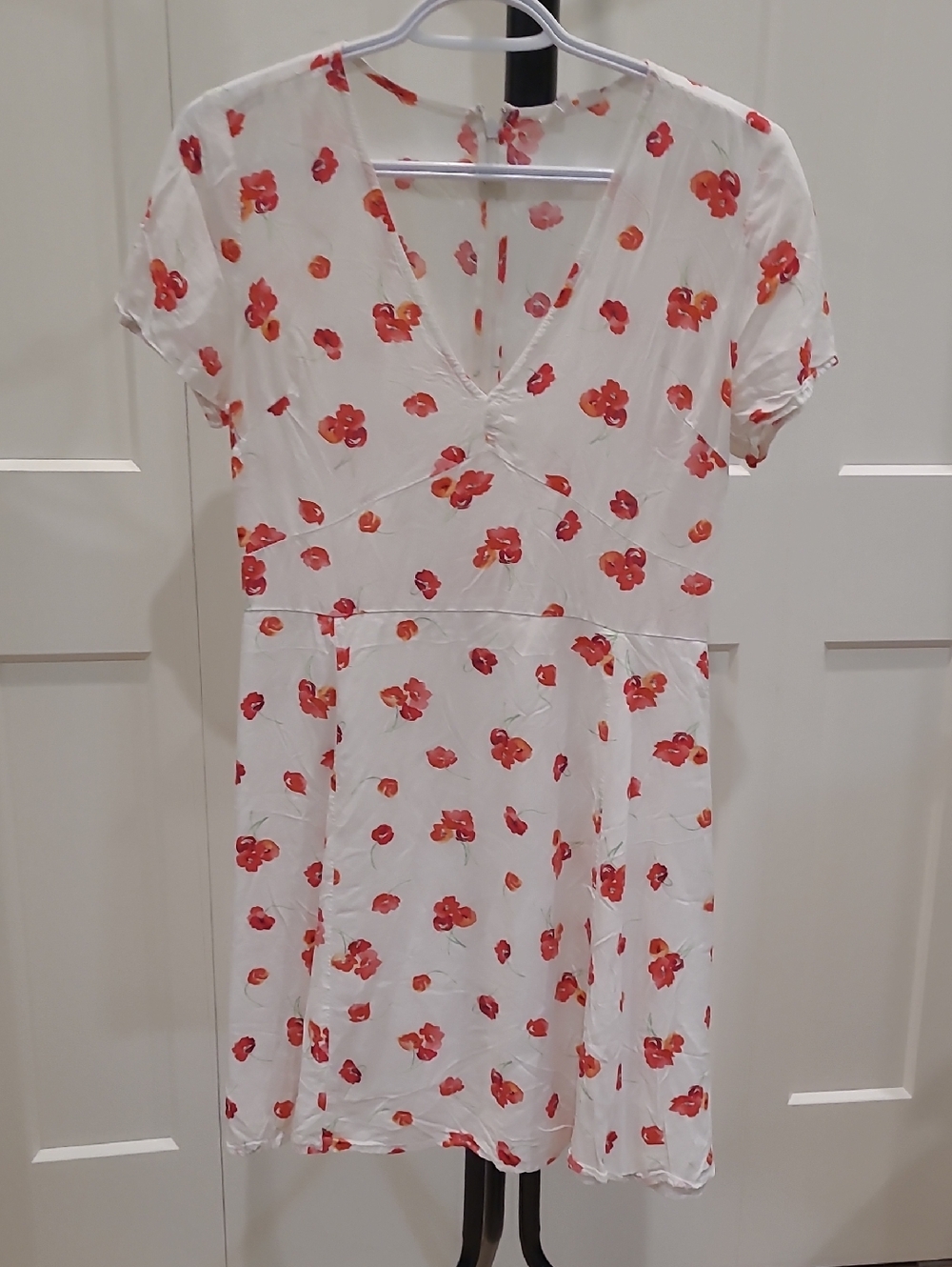GAP White Dress with Red-Orange Floral Accents